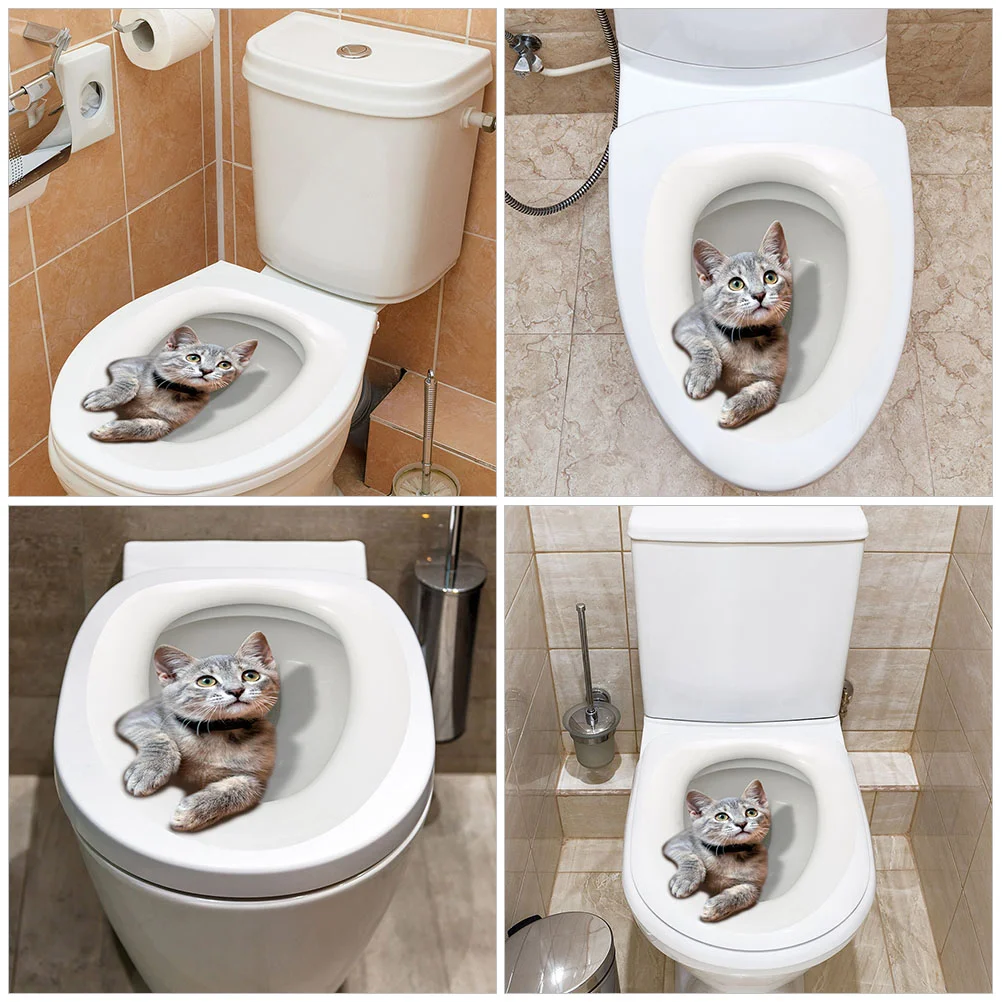 3D наклейка для ванной комнаты милый кот на сиденье унитаза настенные сиденья с