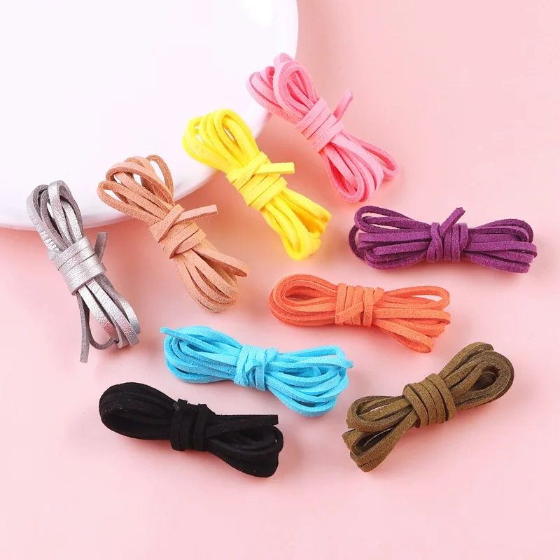 

1m/strip 3mm Flat Faux Suede Braided Cord Korean Velvet Leather Handmade Beading Bracelet Jewelry Making Thread String Rope