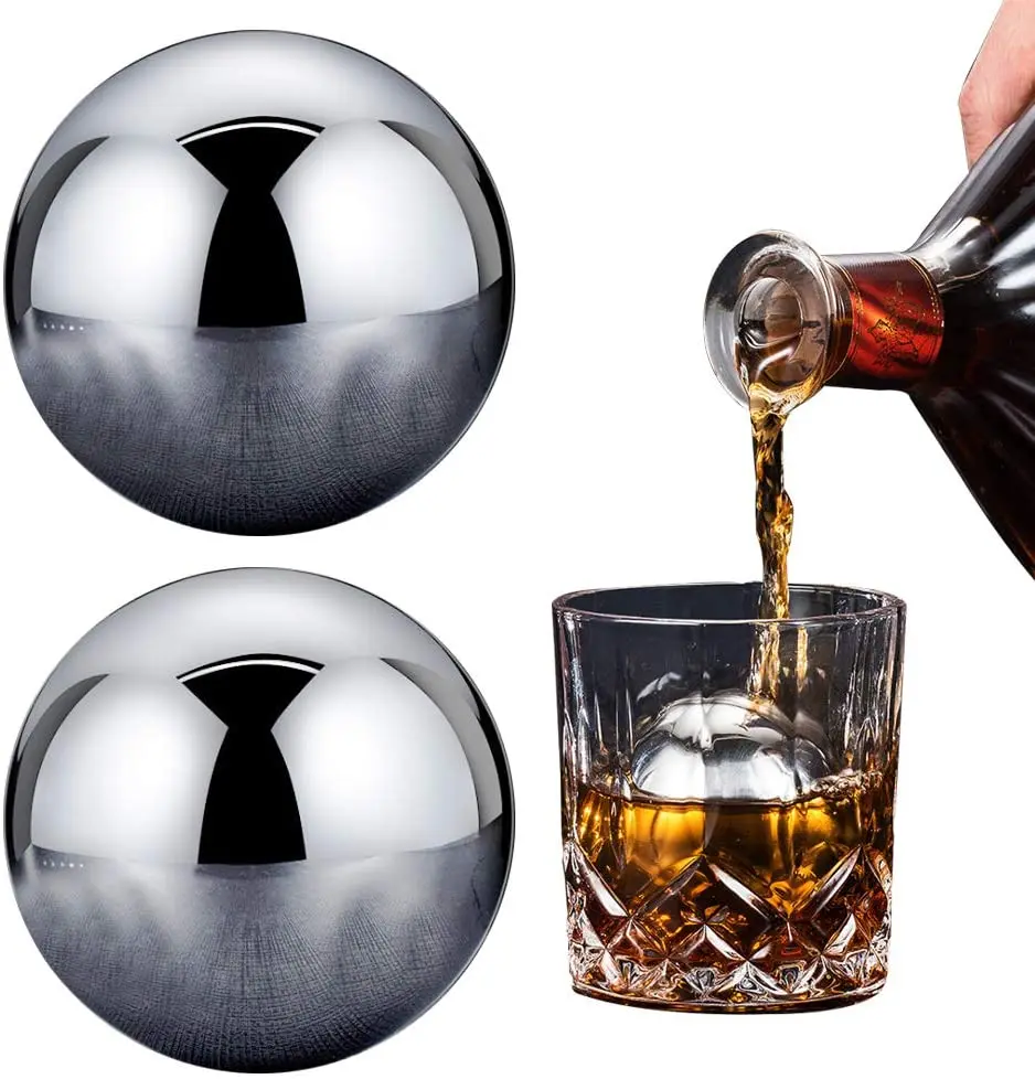 

1pc Stainless Steel Ice Cube Cooling Balls Reusable Metal Ice Cubes 304 Steel Ball For Whiskey Wine