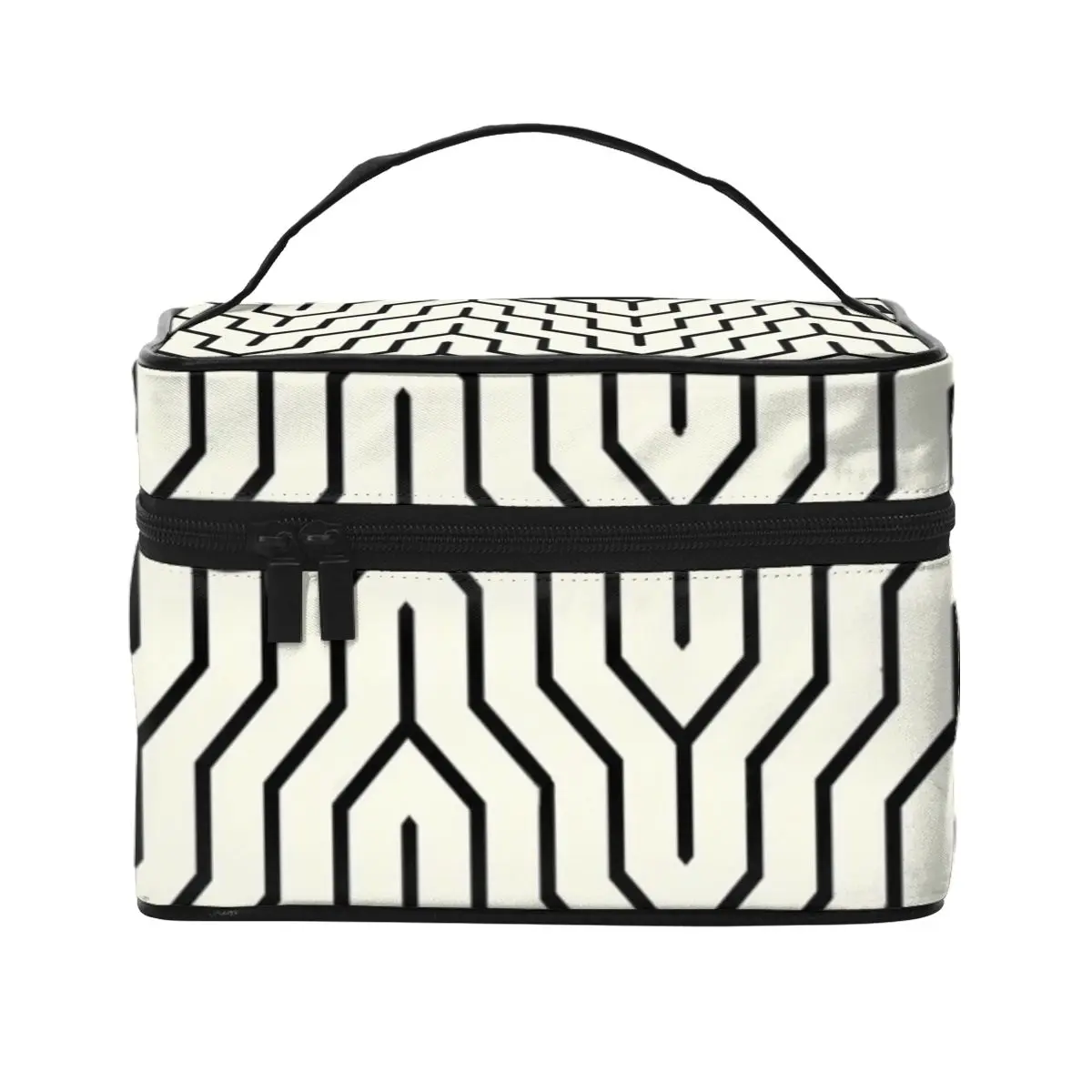 

Abstract Nordic Pattern Cosmetic Bags Optikool White Home Organization Storage Organizers with Handle Women Makeup Bag