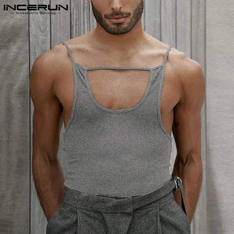 

Handsome Well Fitting Men's Sexy Leisure Vests Casual Streetwear Tank Tops Male Solid All-mach Waistcoat S-5XL INCERUN Tops 2023