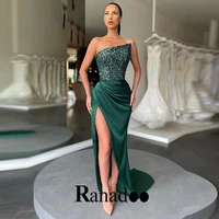 green trumpet side slit bling sequins evening dresses floor length sleeveless dresses for women 2022 made to order