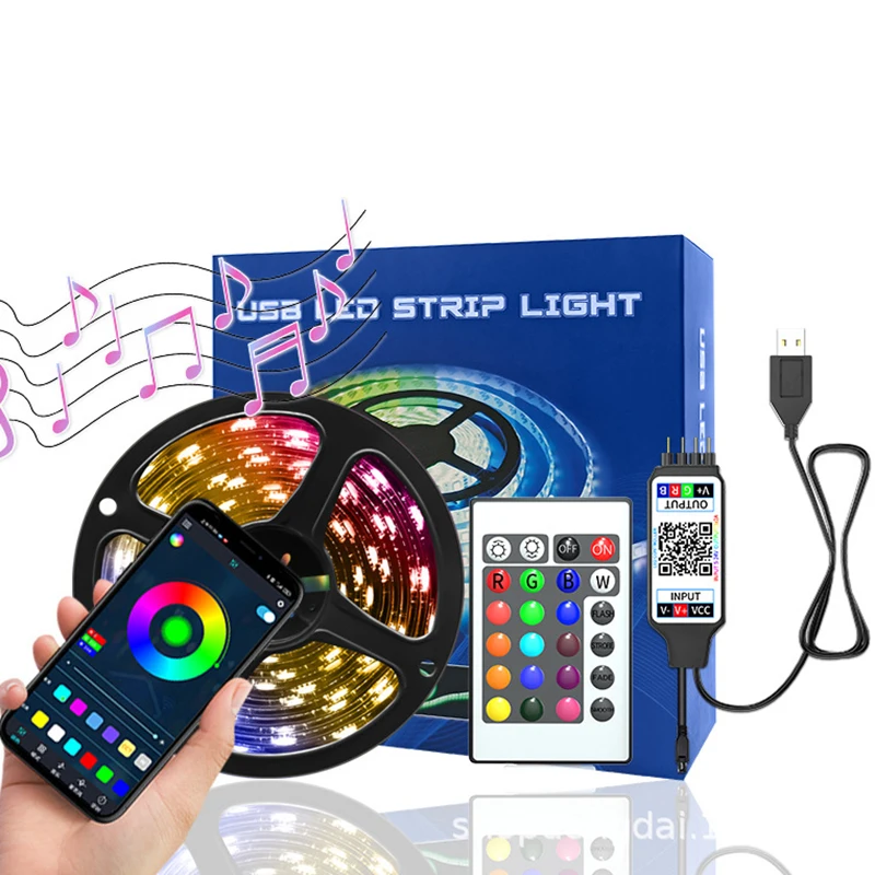 

RGB 5050 LED Lights Strip Bluetooth Control USB DC 5V Flexible Lamp Tape Diode