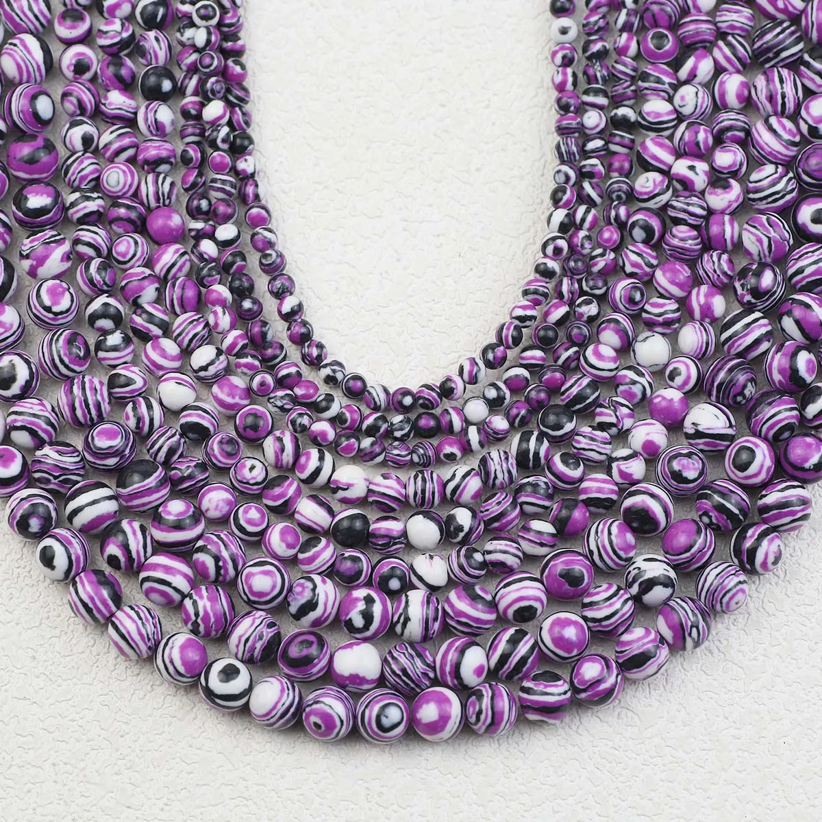 Круглые белые фиолетовые синтетические малахитовые свободные бусины 4/6/8/10 мм для