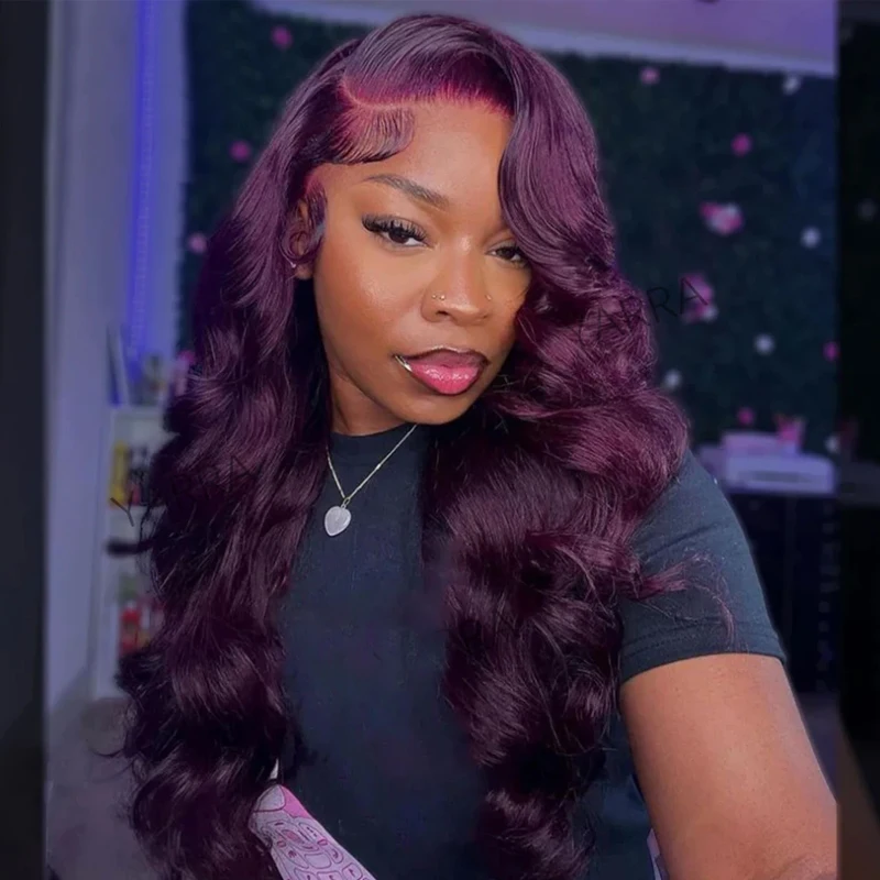 Темно-фиолетовый предварительно сорванный объемная волна 13x4 кружевные