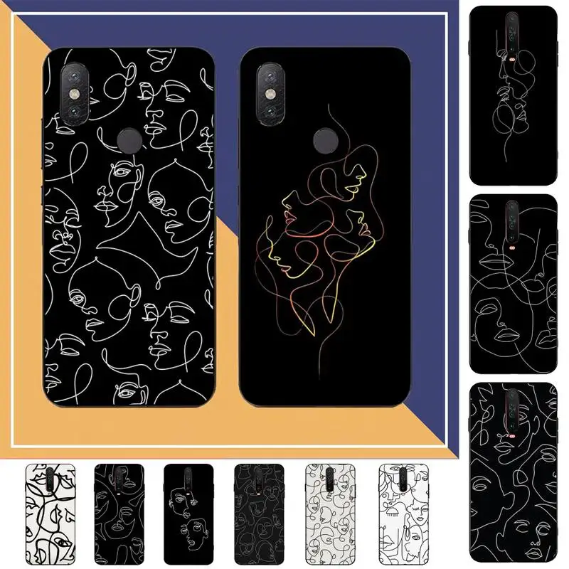 

Abstract Geometric Art Line Face Phone Case for Redmi Note 8 7 9 4 6 pro max T X 5A 3 10 lite pro