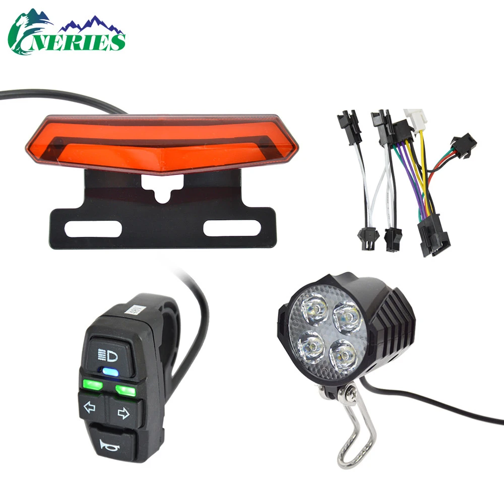 

Electric Bicycle Light Set Headlight Tail Lights WUXING Switch Power Ebike Turn Signal Light LED Night Spotlight With Horn