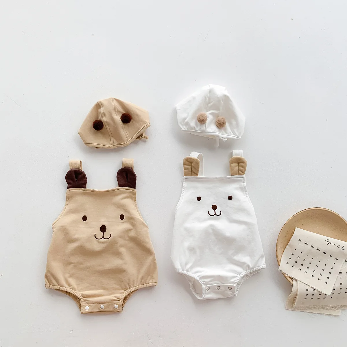 Baby Girl Clothes New Summer Newborn Boys' Hat One-Piece Clothing Two Piece Set 0-2 Years Old Cute Bear Cartoon Baby Clothing