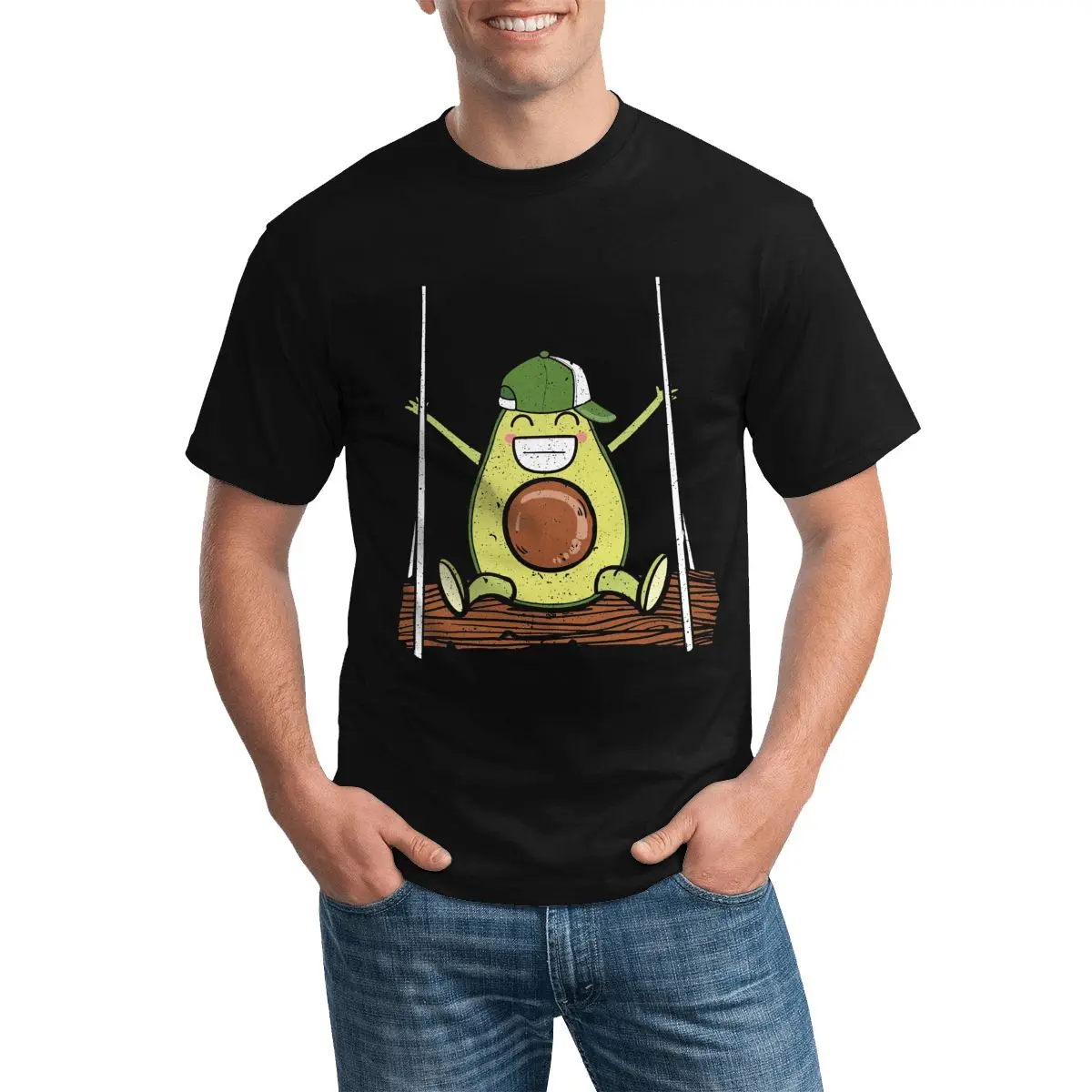 

Футболка мужская качели с авокадо, Классическая футболка с круглым вырезом, оригинальные футболки