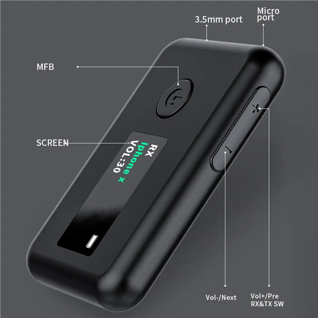 

Audio Adapter Signal Receiver Wireless Transmitter LED Screen Clear Handy Installation Simple Operation Car Supplies