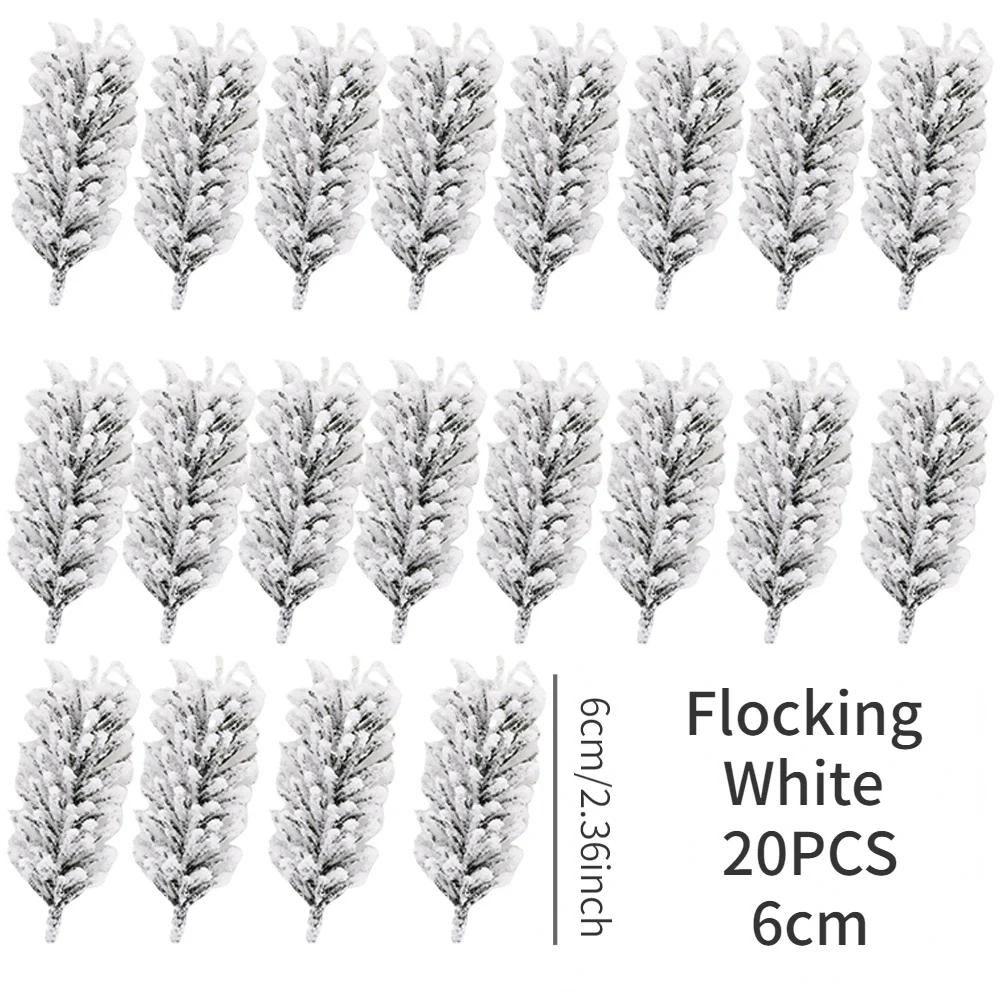 

Искусственные сосновые ветки, 10/20 шт., белый флок