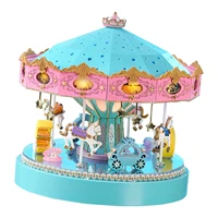 handmade miniature fantasy carousel dollhouse home decor for romantic gift