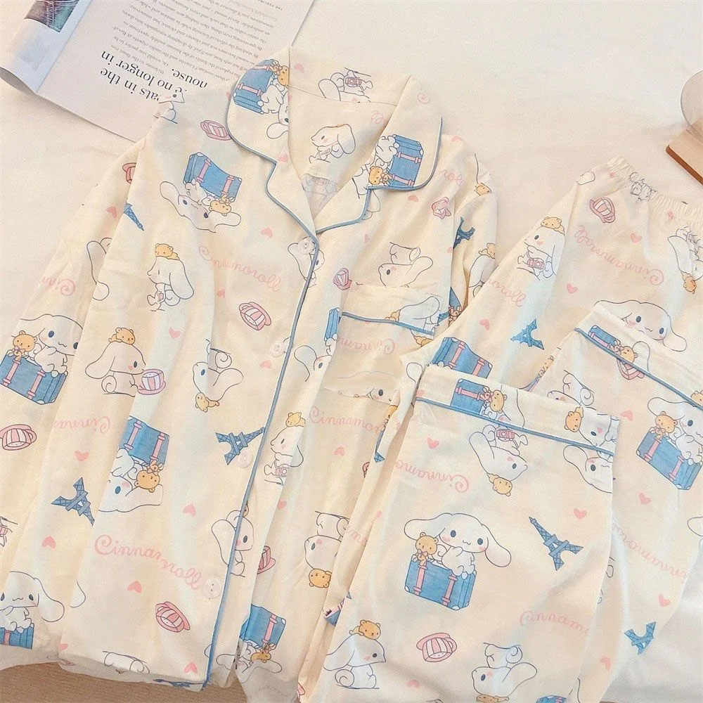 Kawaii милый Sanrio Kuromi Cinnamoroll понравико Пом Пурин Лотто Ститч пижамы Домашняя одежда