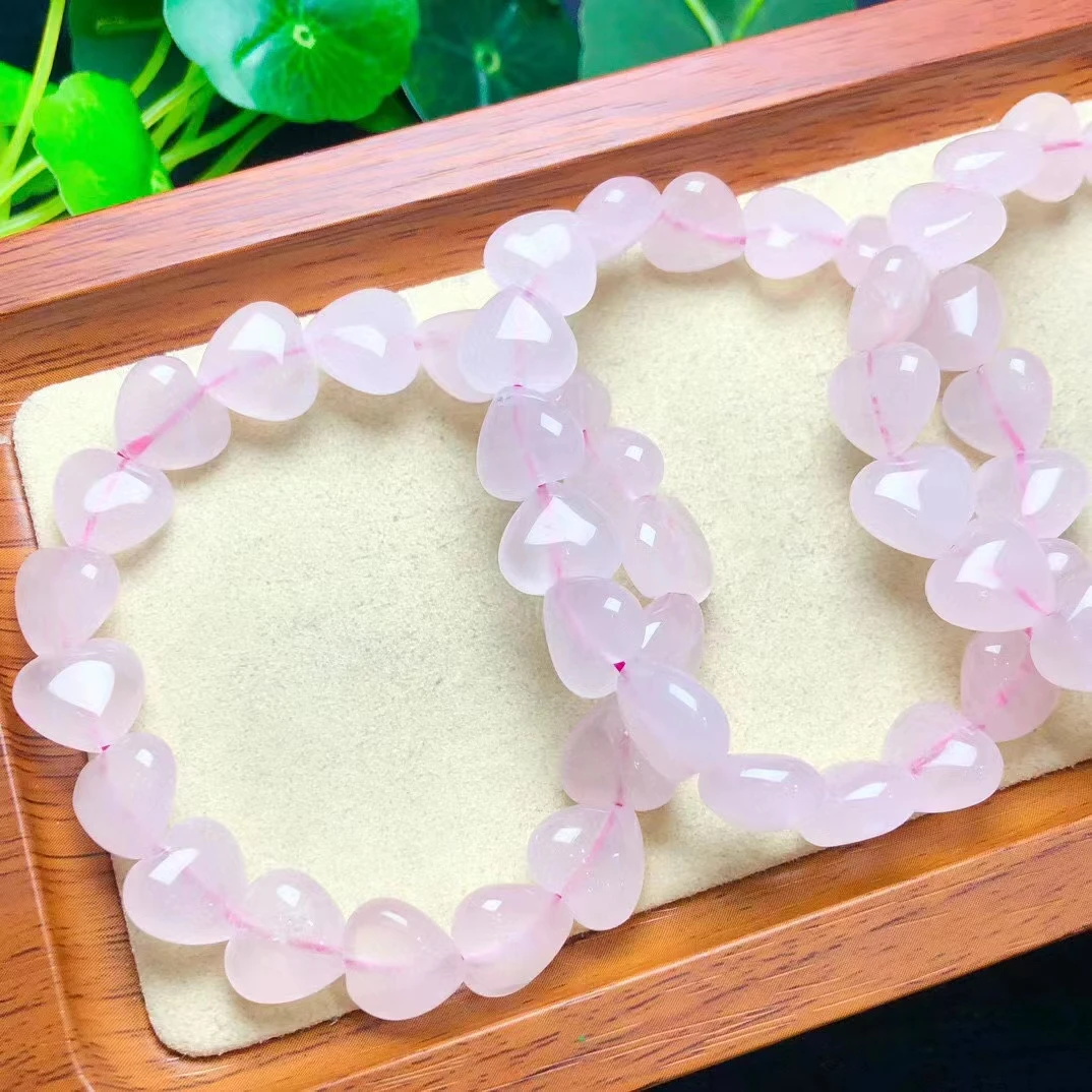 

Cross border hot selling popular jewelry 12mm natural crystal semi precious natural powder crystal love single loop bracelet lov