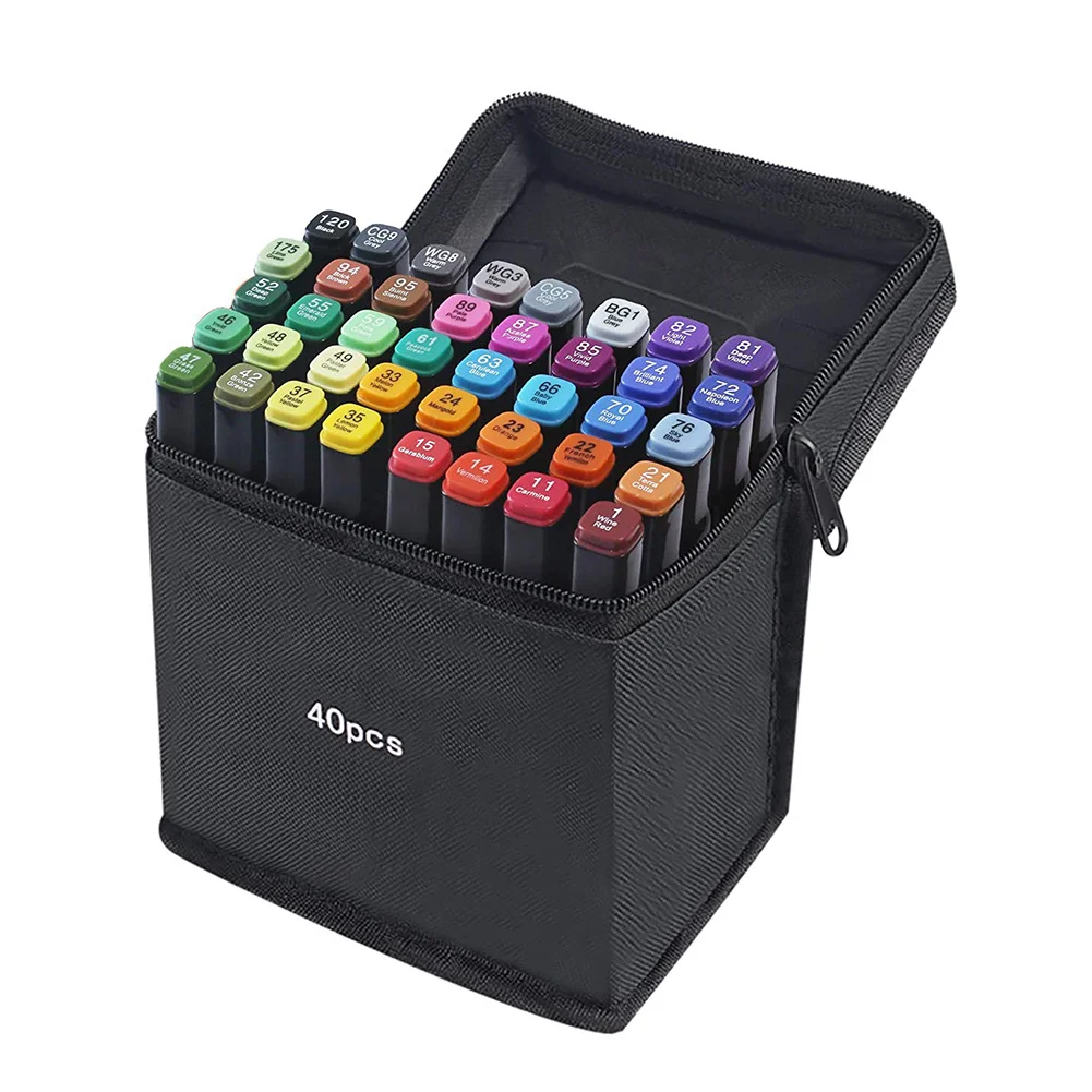 

40 Color Markers Pens Sketch Art Marker Paints Pens Permanent Double Tips Writing Markers for Artist Manga Kids Craft Stationer