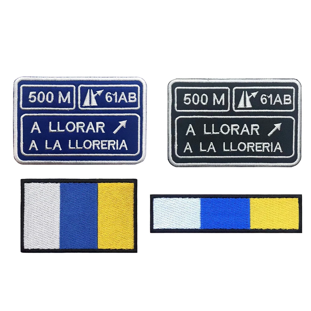 1PC Canary Islands Flag Armband A LLORAR A LA LLORERIA Embroidered Patch Iron On Embroidery  Badge Stripe