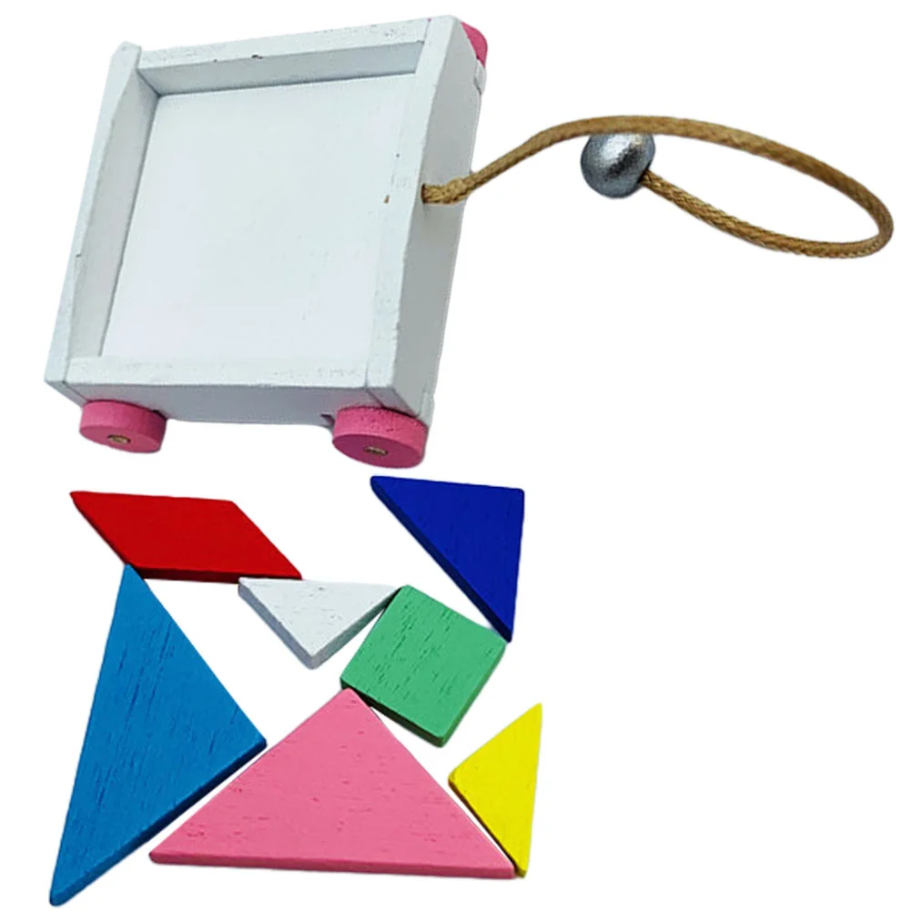 

Tangram Toy Mini Trolley Model House Micro Landscape Miniature Accessory Decoration Jigsaws Wooden Puzzle