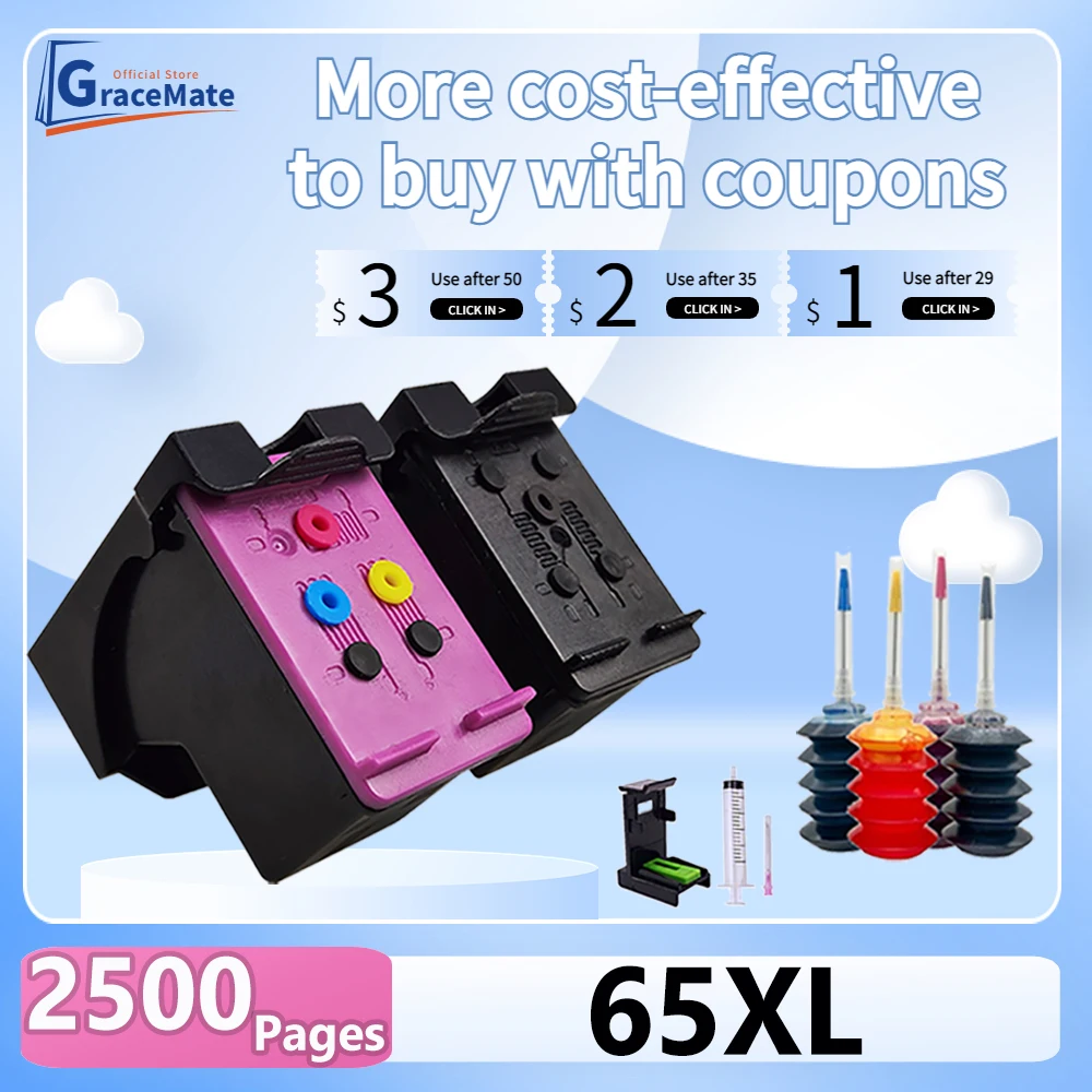 

65XL Ink Cartridge Compatible for HP65 HP 65 XL hp65xl Envy 5010 5020 5030 5032 5034 5052 5055 2622 2652 2655 KR US Printer Ink