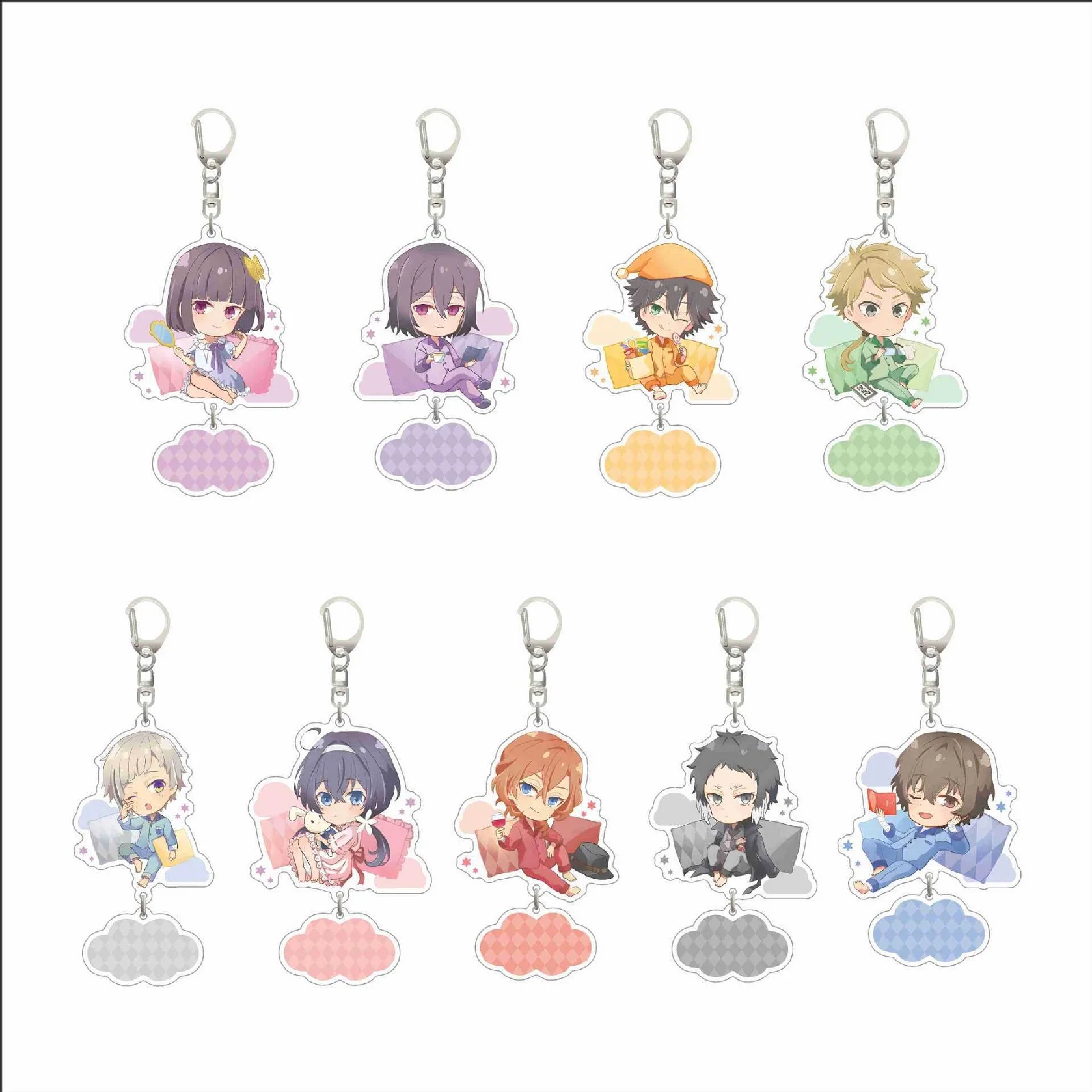 

Hot Anime Bungo Stray Dogs Figures Dazai Osamu Ryunosuke Akutagawa Nakahara Chuuya Cute Acrylic Keychain Bag Pendant Decor Toy
