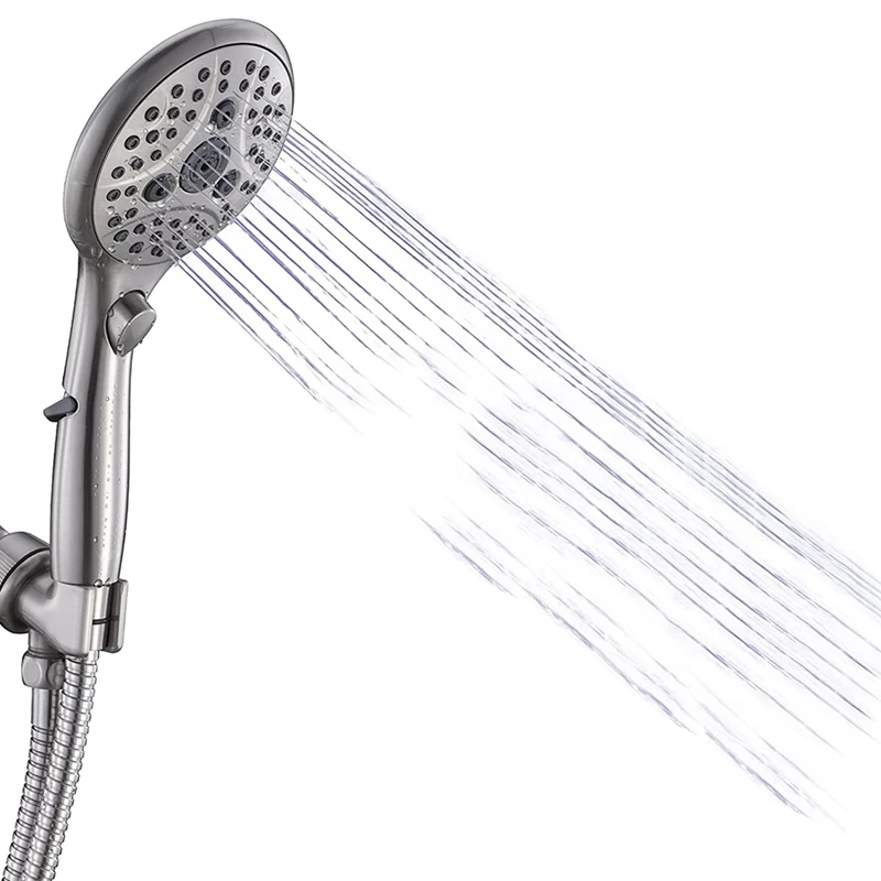 

High Pressure 6 Setting Hand Held Shower Head , Shower Head With On/Off Switch With Bracket/ Rubber Washers