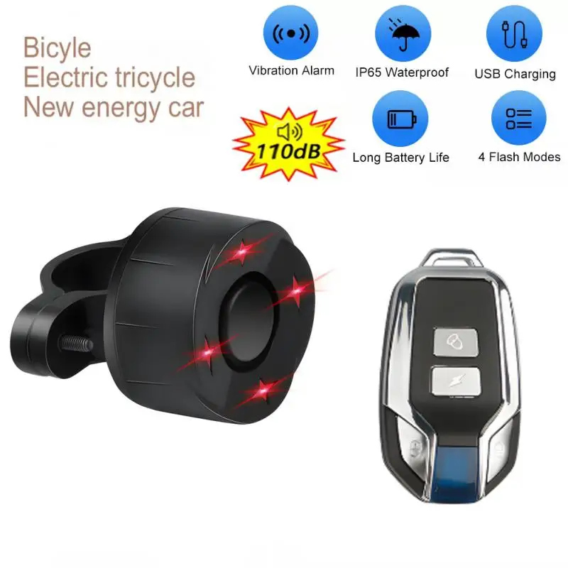 

New Wireless Bicycle Burglar Alarm Remote Control 110dB Electric Motorcycles Scooter Bike Security Protection Vibration Alarms