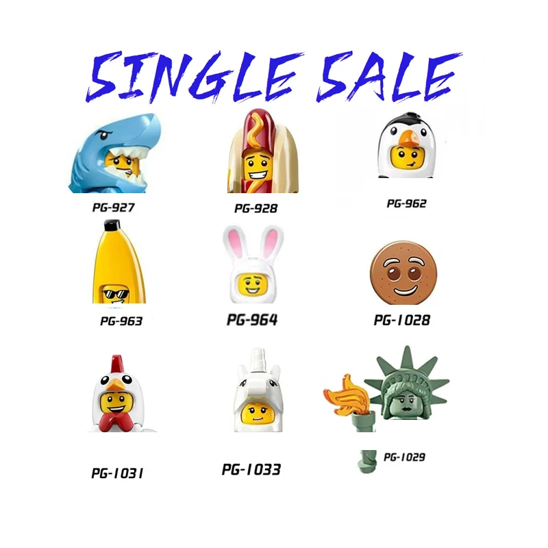 

Конструктор PG928 PG964, Акула, хот-дог, кролик, банан, мелкие частицы, строительные блоки, различные профессии, дом «сделай сам», город, игрушки дл...