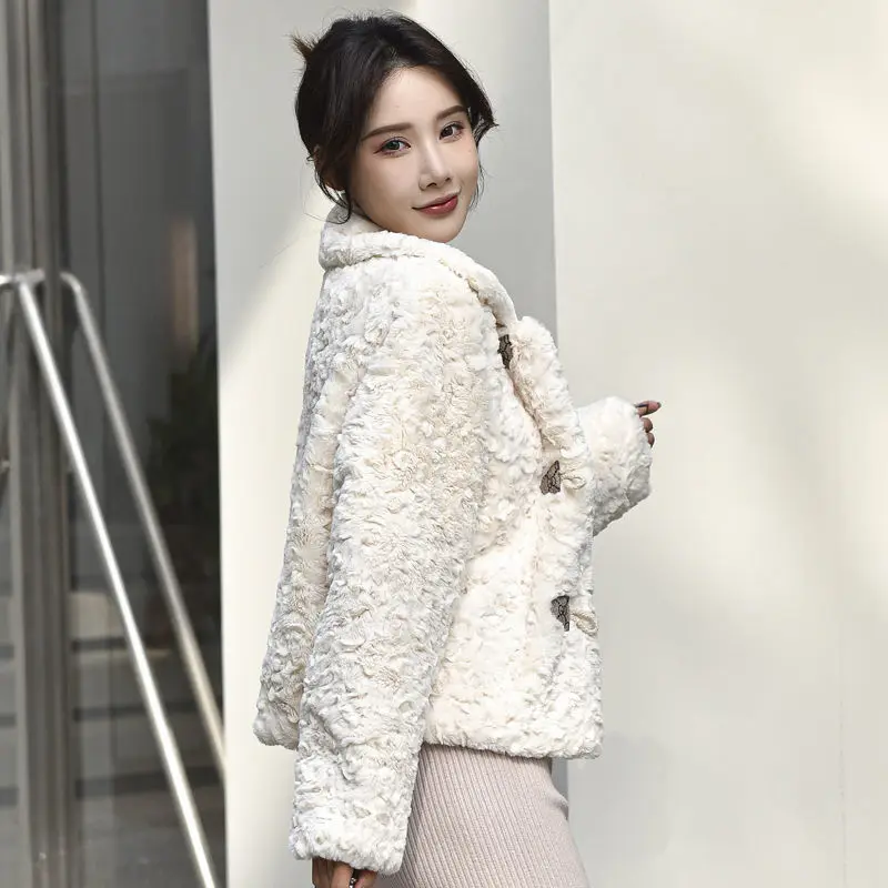 Short Faux Fur Coat Female Clothing Sheep Shearing Wool Autumn Winter Jacket Women 2022 New Ladies Sweet Slim Mink Plush Top