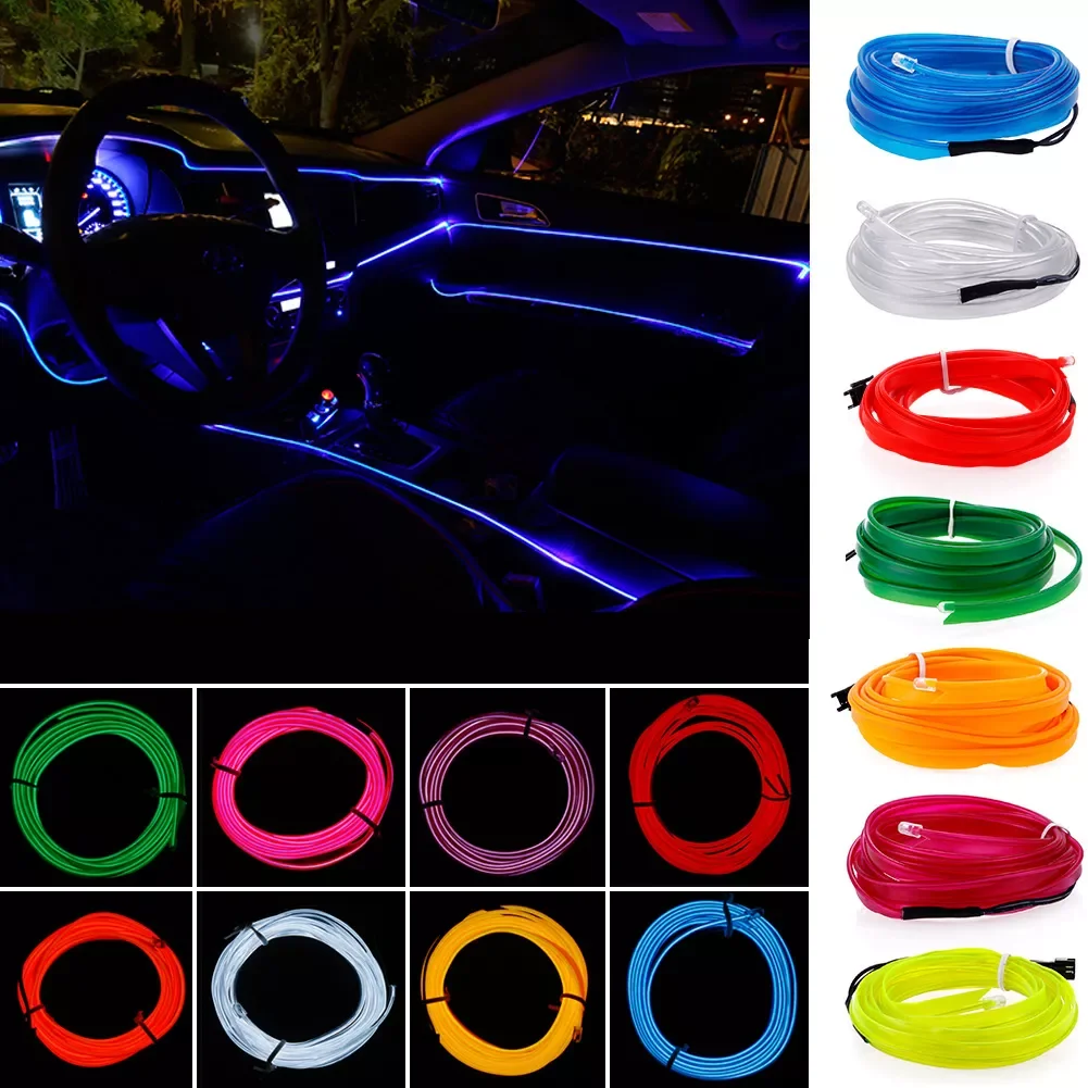 

Car Interior Lighting Decorative Lamp EL Wiring Neon Strip Auto DIY Flexible Ambient Light USB Party Atmosphere Lamp