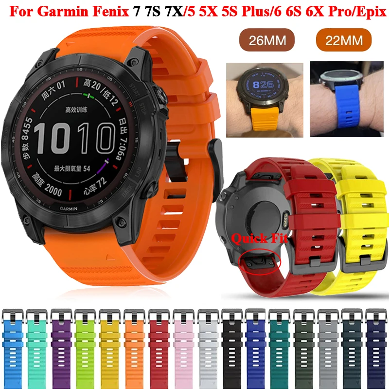 20 22 26mm Silicone Watchband Strap For Garmin Fenix 7 7X 7S 6X 6S 6Pro 5X 5Plus 3HR Smartwatch Bracelet QuickFit Wristband Belt