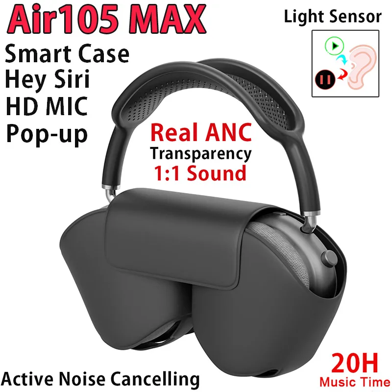 

1:1 With Box Air80 MAX AIR 4 MAX Air3 Wirelesss Metal Headphones Active Noise Cancellation Transparency Super Bass Audio Sharing
