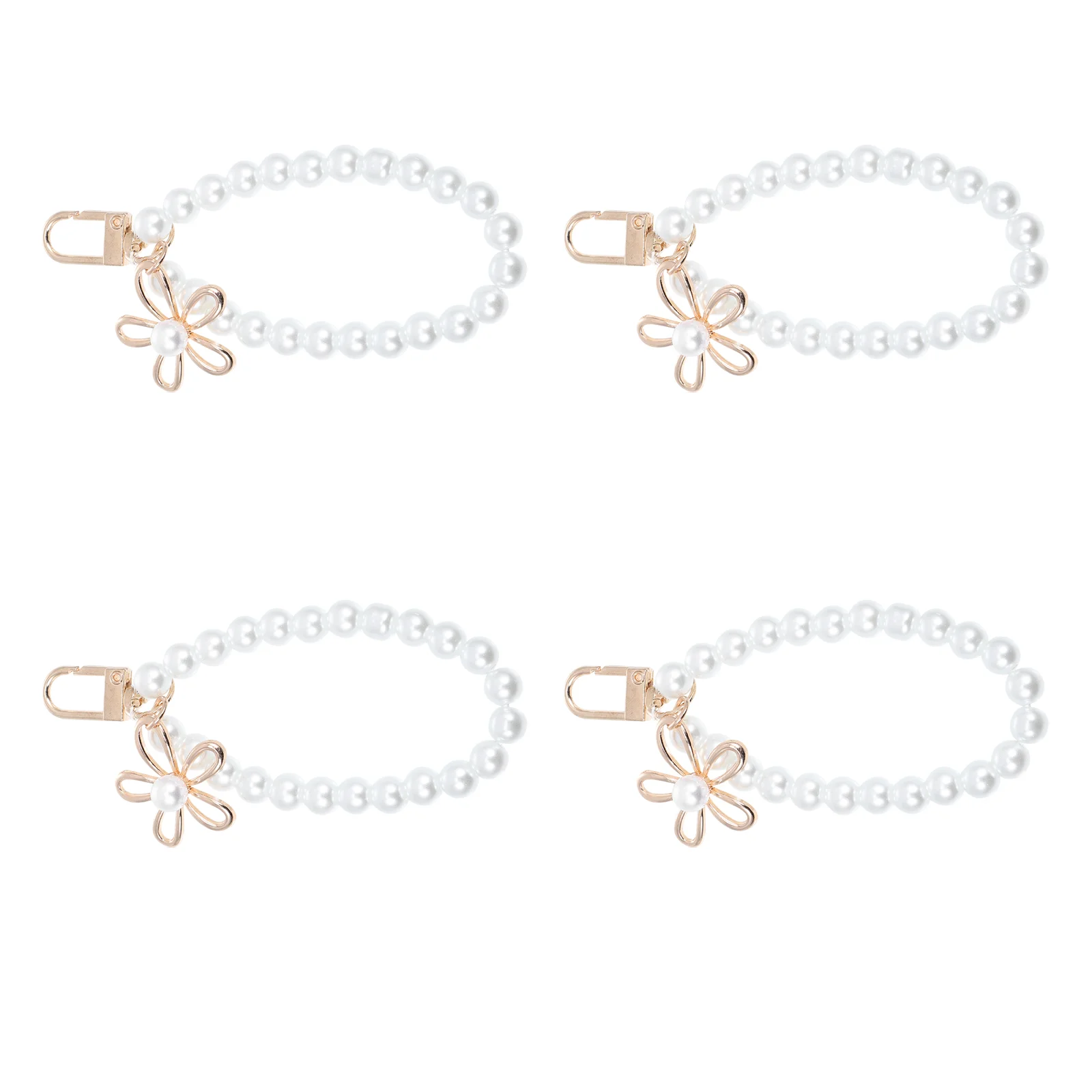 

4Pcs Pearl Design Key Chains DIY Pendants Chain Phone Chains Bag Hanging Decors