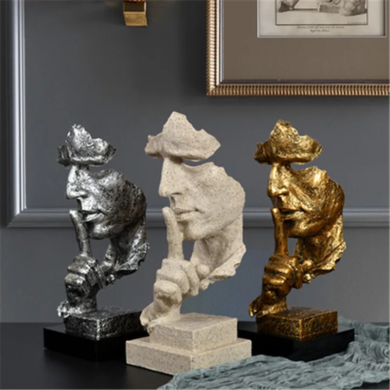 

Современная простота и тишина, золотые украшения ручной работы из смолы, Скандинавская скульптура, украшения для офиса, гостиной, ТВ, кабине...