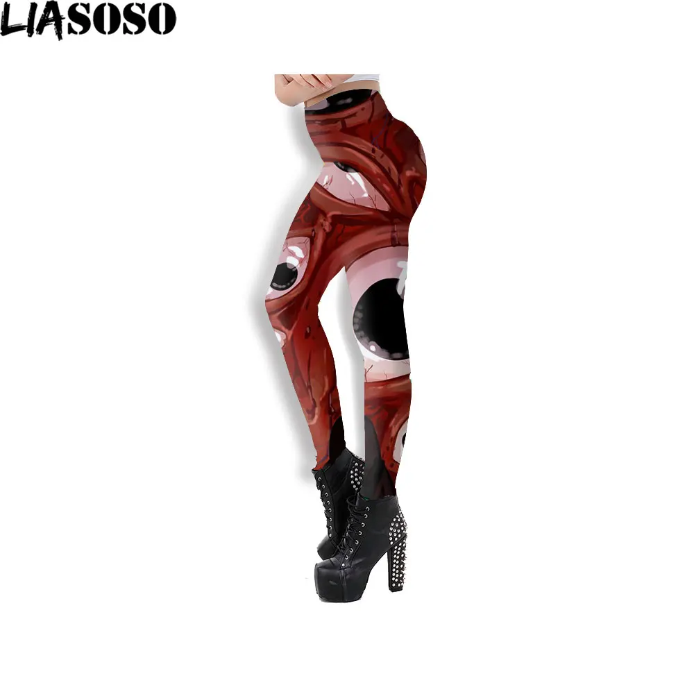 SONSPEE 3D Printed Leggings Gothic Style Comfortable Outer Pants Polyester Yoga Pants Ankle Pants Horror Science Fiction Red Eye