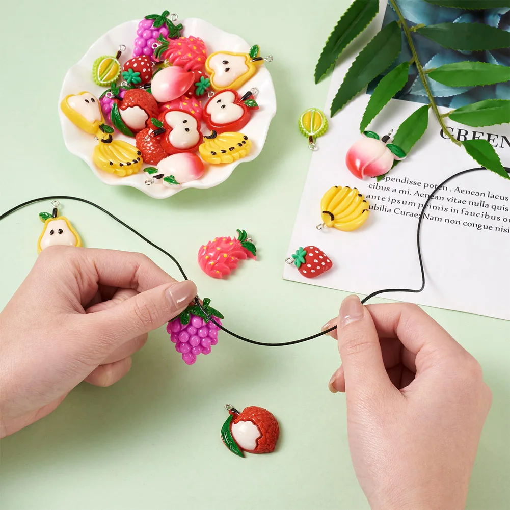36Pcs Resin Pendants With Loop Imitation Friut Charms For Jewelry Making Colorful Handmade Earring Necklace DIY Accessories