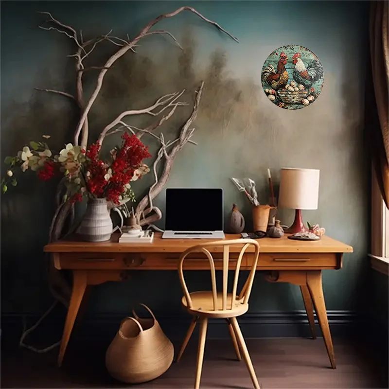 Круглая металлическая алюминиевая вывеска винтажная курятника для дома кофейни