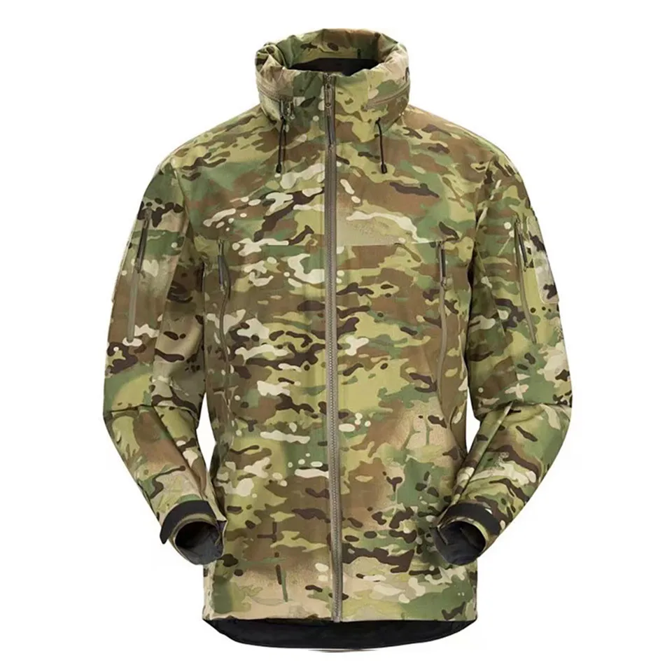 MultiCamo Tactical Combat Hard Shell Coat Windbreakers Ultra-light Waterproof Windproof Insulated Hooded Multi-pocket Jacket