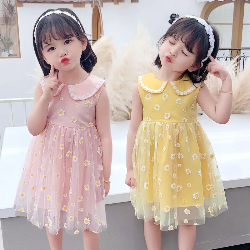 

Girls Dress Flowers Princess Clothes Toddler Little Kid Summer Dress Kids Children Cute Clothes Elegant Pink Party Vestidos 2-7