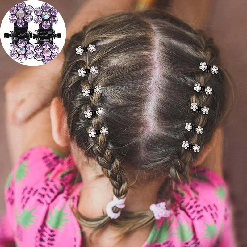 

12pcs/set Mini Rhinestone for Women Girls Glitter Hair Clips No-Slip Grips