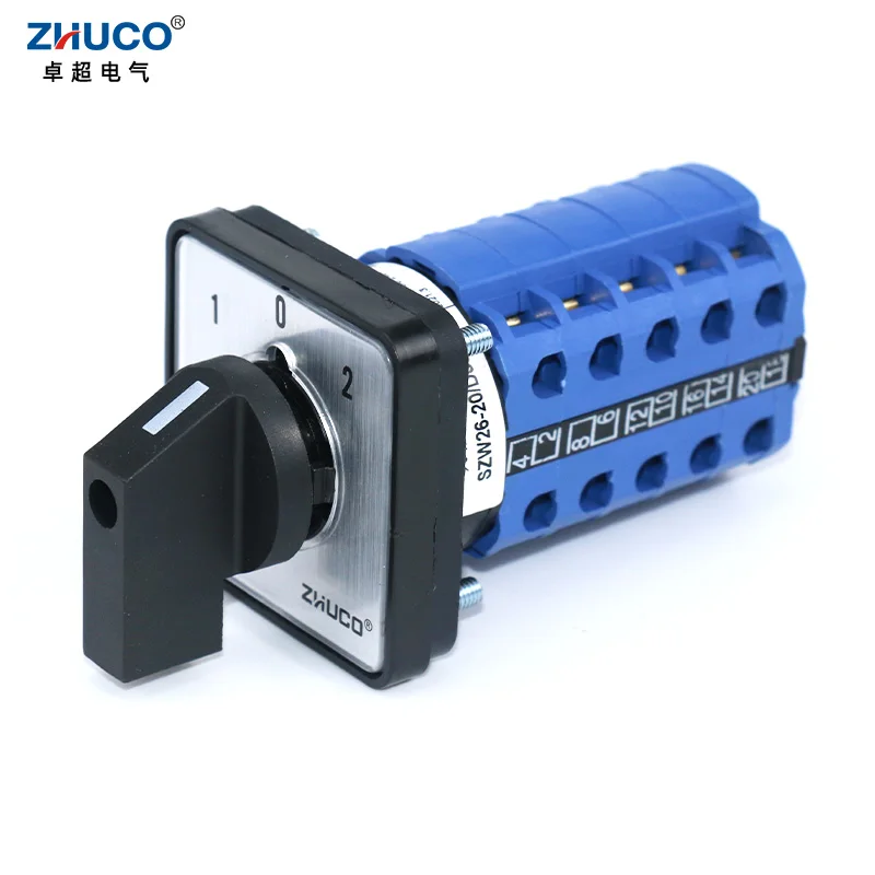 

ZHUCO SZW26/LW26-20 1-0-2 5 Phase 20 Screws 20A 660V Universal Transfer Rotary Switch Changeover Control Switch 64X64/48X48 mm