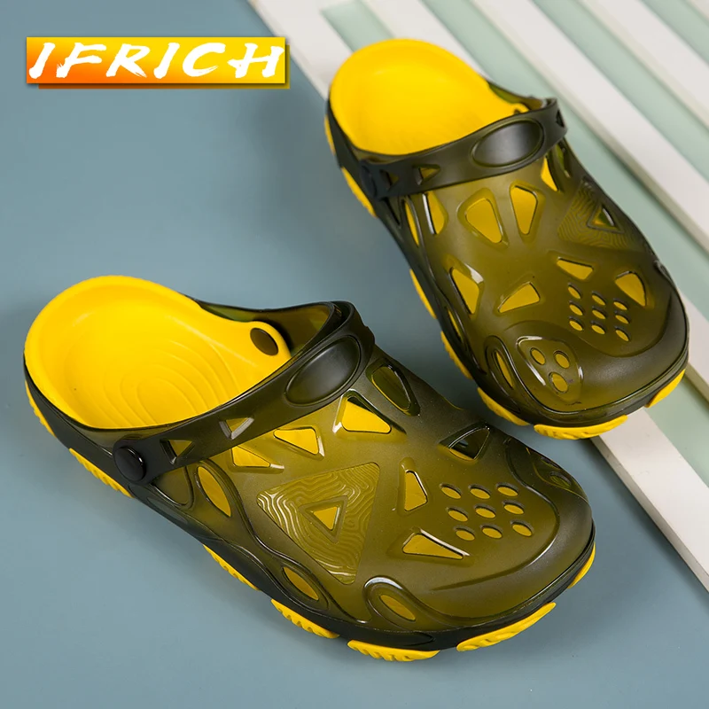 

Best Selling Men Outdoor Beach Shoes Gray Blue Men Garden Slip On Sandals Fashion Hole Men Sandals Comfortable Casual Slippers