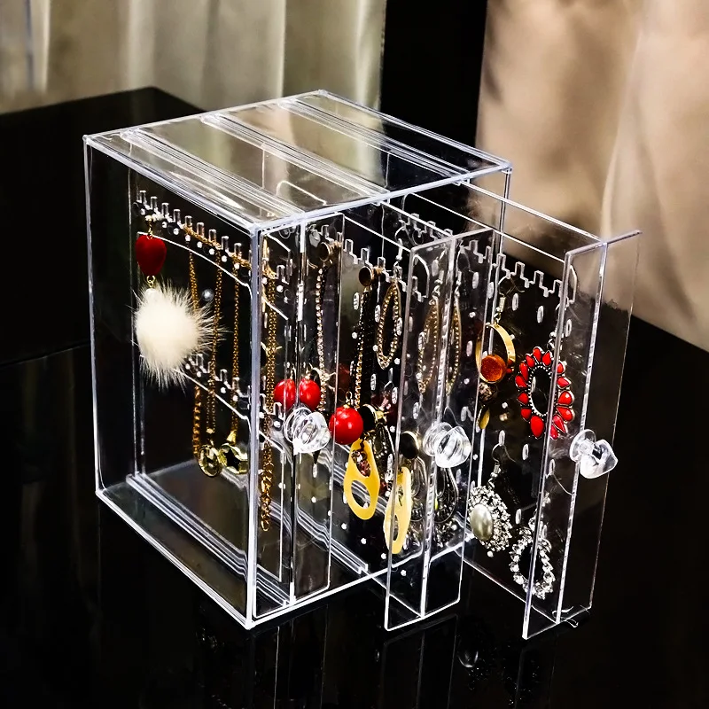 

Transparent Acrylic Jewelry Storage Rack Necklace Bracelet Rack Dustproof Earrings Jewelry Rack Dustproof Earrings Storage Box