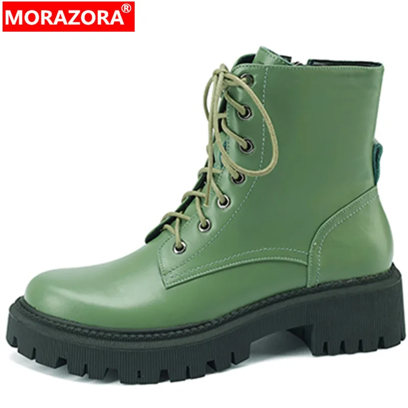 

Женские ботильоны из лакированной кожи MORAZORA, Черные ботильоны из лакированной кожи на высоком квадратном каблуке, на молнии, новинка зимнего сезона 2022