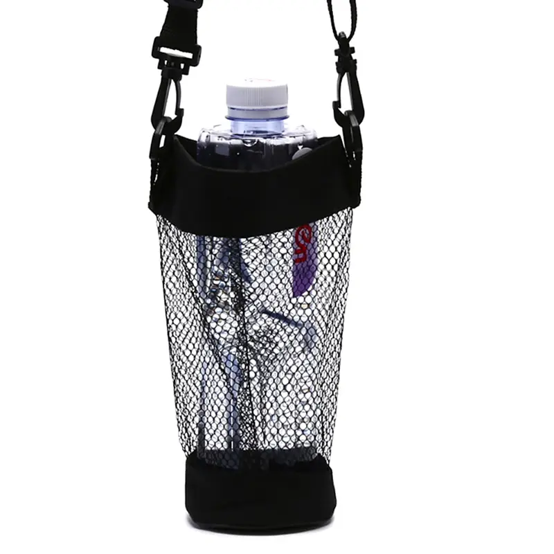 

1Pcs Black Sports Water Bottle Carrier Mug Holder Bag Car Mug Mesh Bag Beer Mug Cup Portable Outddor Cup Pouch