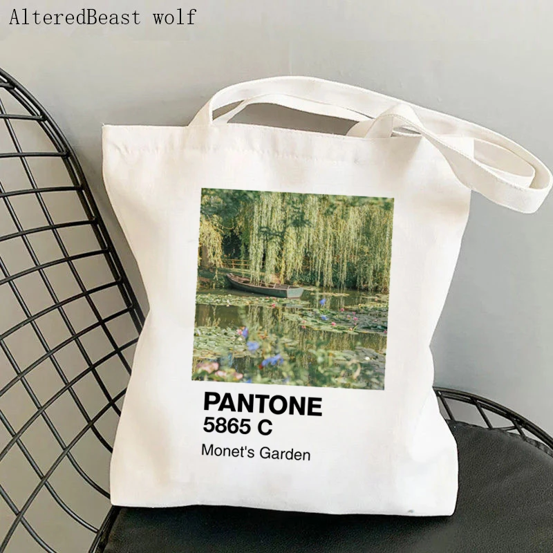 

Women Shopper bag Pantone Monet’s Garden Wildflowers Bag Harajuku Shopping Canvas Shopper Bag girl handbag Shoulder Lady Bag