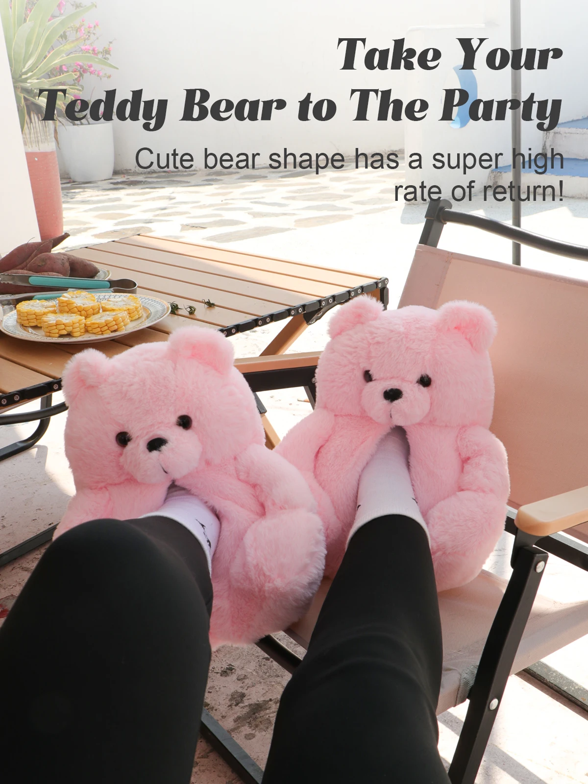 Women Home Indoor Soft Cute Fluffy teddy bear Slippers Winter Warm Shoes Cartoon Plush fuzzy Teddy Bears Slippers for Holiday