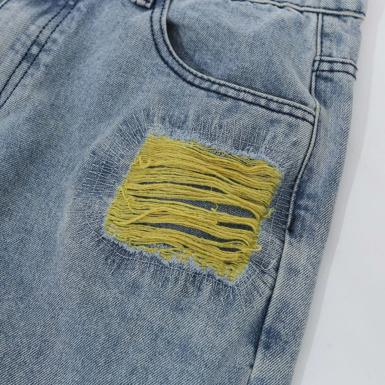 Hip Hop Ripped Denim Pants Jeans Streetwear Embroidery Flower Bird Denim Trousers Harajuku Hole Jeans Pants