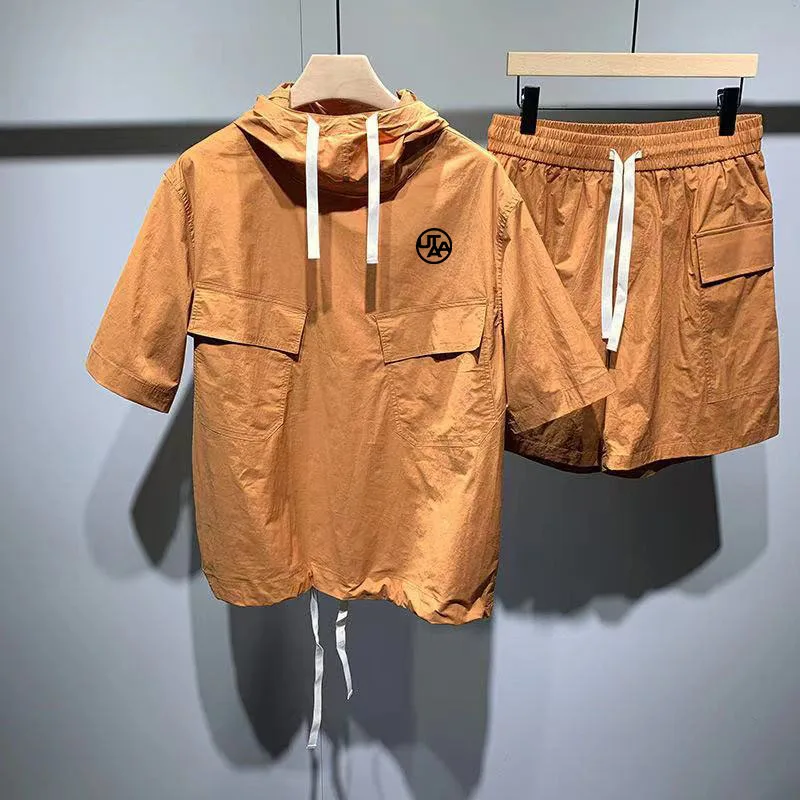 

남성 골프웨어 2023 Golf Wear Men 2-piece set Summer Golf Wear Golf Suit Malbon Golf T-shirt Utaa Golf Shorts Suit Hooded Men Golf Wear