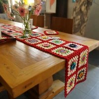 Pastoral Colourful Table Flat table runner Handmade Hand Hooked Crochet Blanket Cushion Felt Bay Window Blanket Gift cup mats