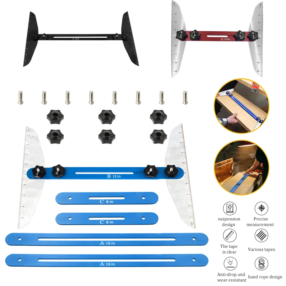 

Stair Treads Gauge Template Tool Measuring Stair Tool Adjustable Multi-function Stair Ruler for Risers Shelves Cutting Drywall
