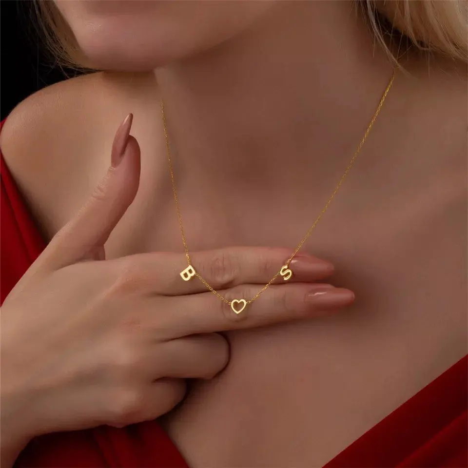 Personalized Custom Letter Necklace with Name Stainless Steel Initials Pendant Charm Women Jewelry Necklace Mother Gift